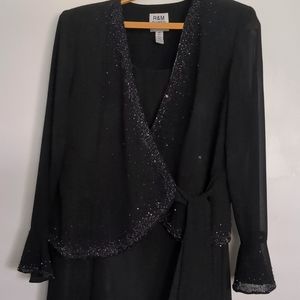 R&M Richards Black Short Sleeve Dress with Sequined long sleeve jacket!